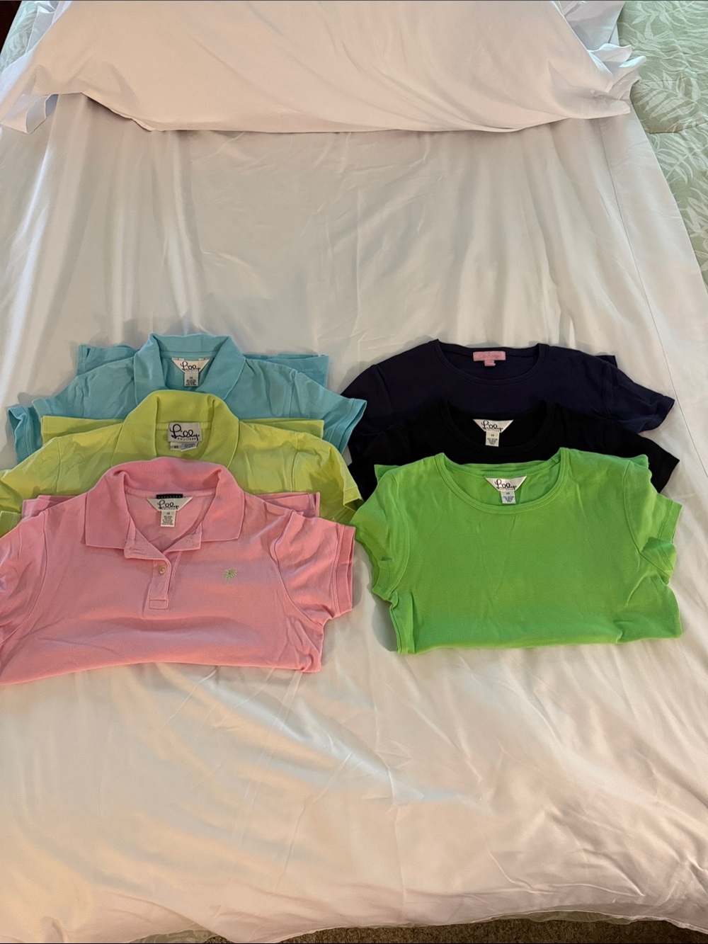Six Lilly Pulitzer Pastel Polo & Tees Pink, Aqua, Lime, Navy, Black Green
